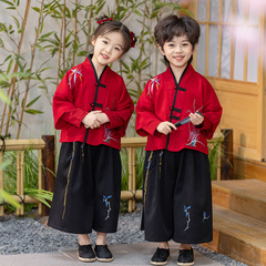 兒童古裝漢服國學服春秋款男女童中國風唐裝幼兒園詩歌朗誦表演服
