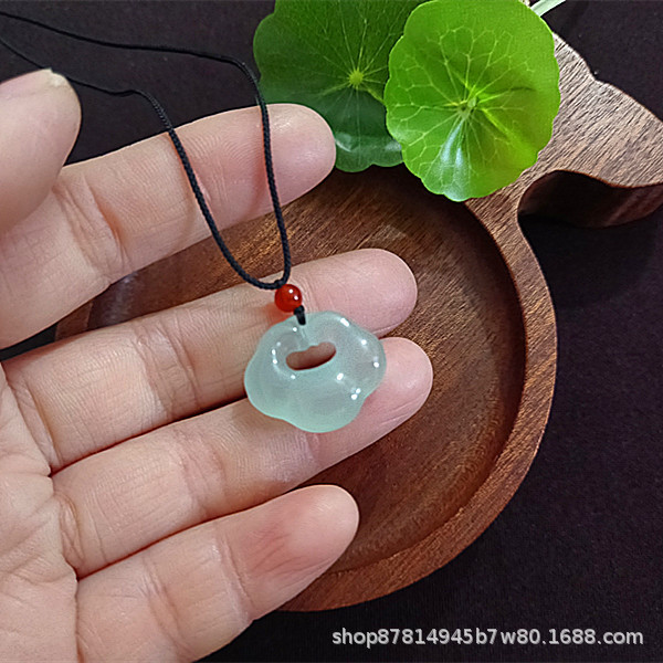 하늘색 칼세도니 작은 구름 자물쇠(로프 포함)(19*22mm)