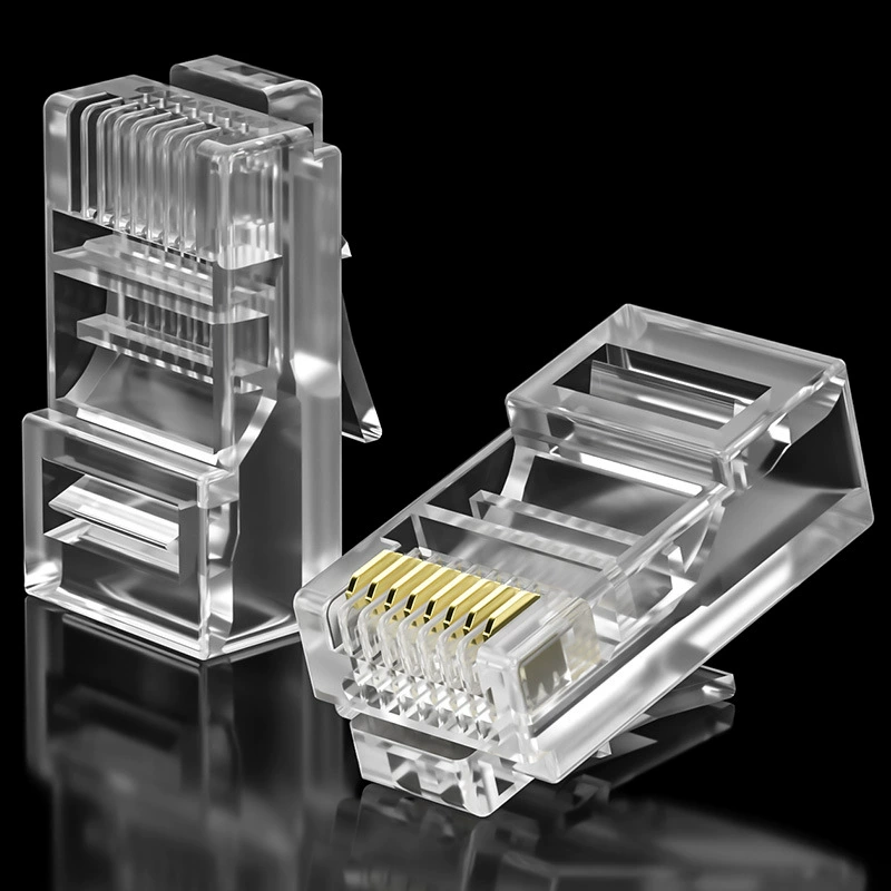 Xianglei высококачественный золочёный 50U разъём Category 5e RJ45 8P8C для сетевого кабеля, совместим с CAT5/CAT6, в банке