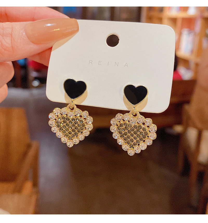 New Fashion Heart Shape Rhinestone Alloy Stud Earrings display picture 5