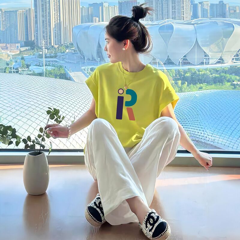 2025夏季宽松蝙蝠袖短袖t恤女美式宽松多巴胺甜酷圆领小飞袖上衣|undefined