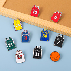 Cartoon Creative NBA Star Basketball Jersey Pin, Clothing Bag Packaging Decor Pin, Commemorative Small Gift Metal Badge