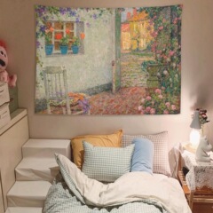 レトロ油絵背景布ローズガーデンアートリビング寝室ベッド頭布借家寮装飾insタペストリー