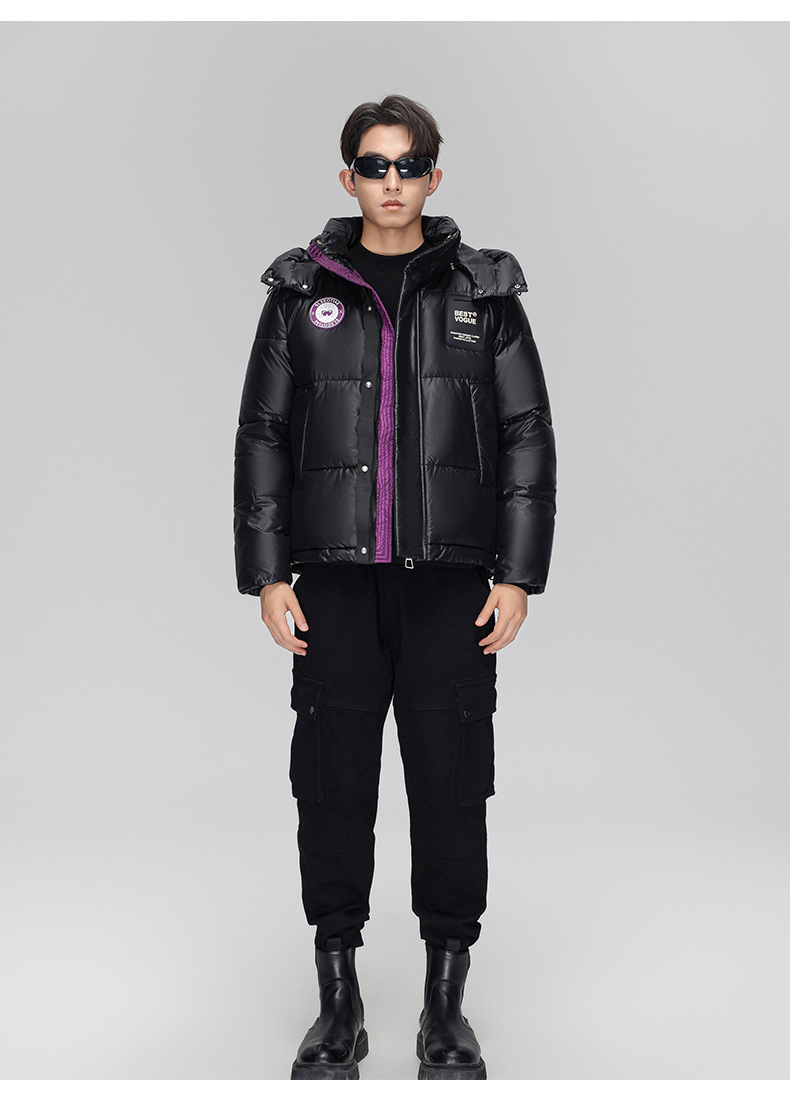 Women's Clothing loose hooded winter coats jacket men and women short winter couple thick contrast color cotton jacket_voghion.com