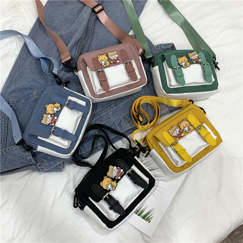 新款撞色小包包日系可愛少女軟萌單肩包韓版休閒尼龍防潑水斜挎包