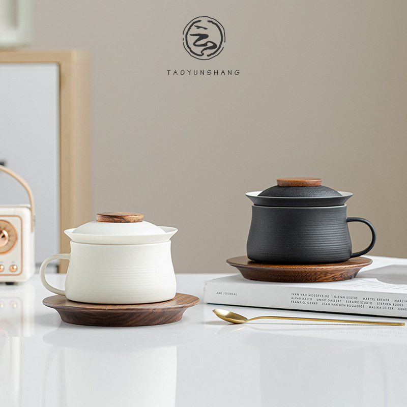 Tea coffee cup ceramic coffee cup tea cup tea separation office drinking cup light luxury high-end cup and saucer suit