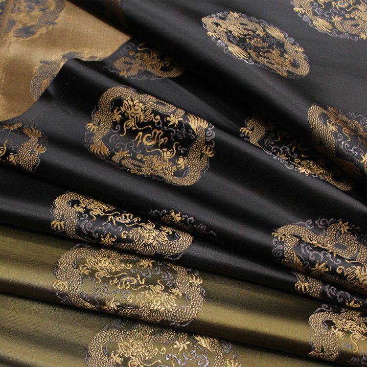 中国风唐装童装马褂蒙古袍装饰手工抱枕提花织锦缎丝绸龙团面料