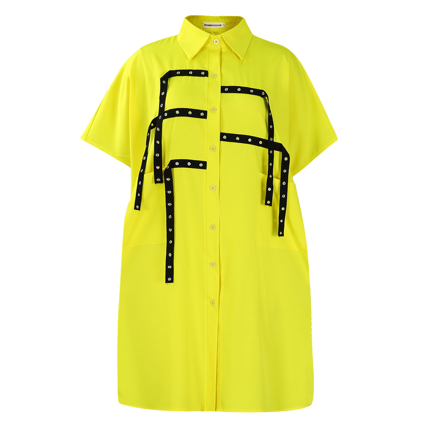 Womens Short Sleeve Fashionable Loose Fit Shirt Dress Stylish Collar Mid Length Versatile for Casual Wear Wholesale