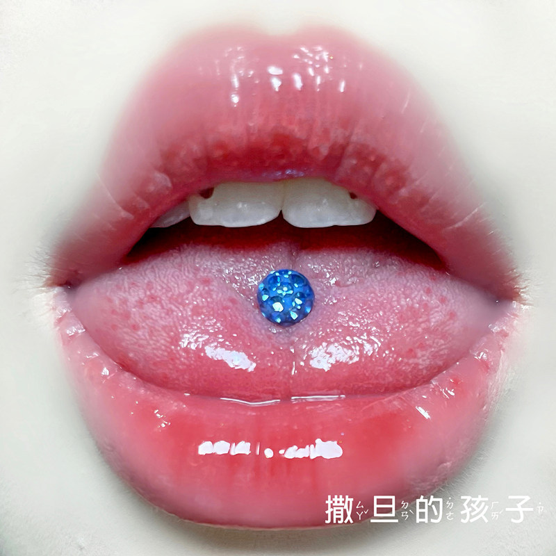 Smooth Comfort Non-Grinding Tongue Nail Flash Drill Internal Thread Titanium Steel Small Beads Tongue Nail Tongue Ring Puncture Tongue Nail New Product detail image 10