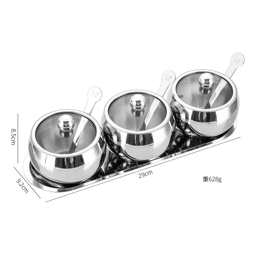 Acero inoxidable 304 visible condimento tarro cocina condimento botella traje pimienta comino condimento tarro condimento caja