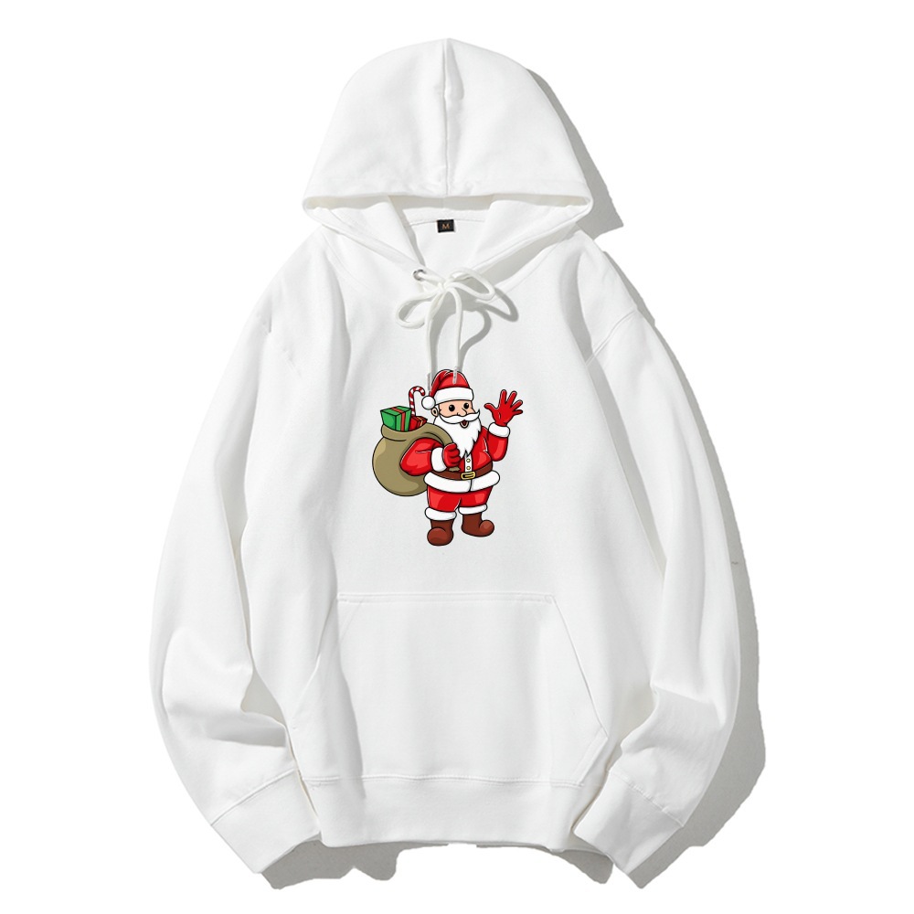 Jolly Claus Cartoon Print Unisex Women's Hoodie
