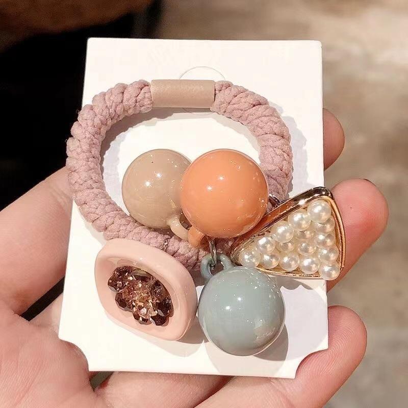 Elástico joyas de cabello de moda con frijoles frescos M anillo de cereza cuerda de cabello al por mayor de la banda de goma cabeza de 100 bolas de cabello rojo una variedad de alta elástica