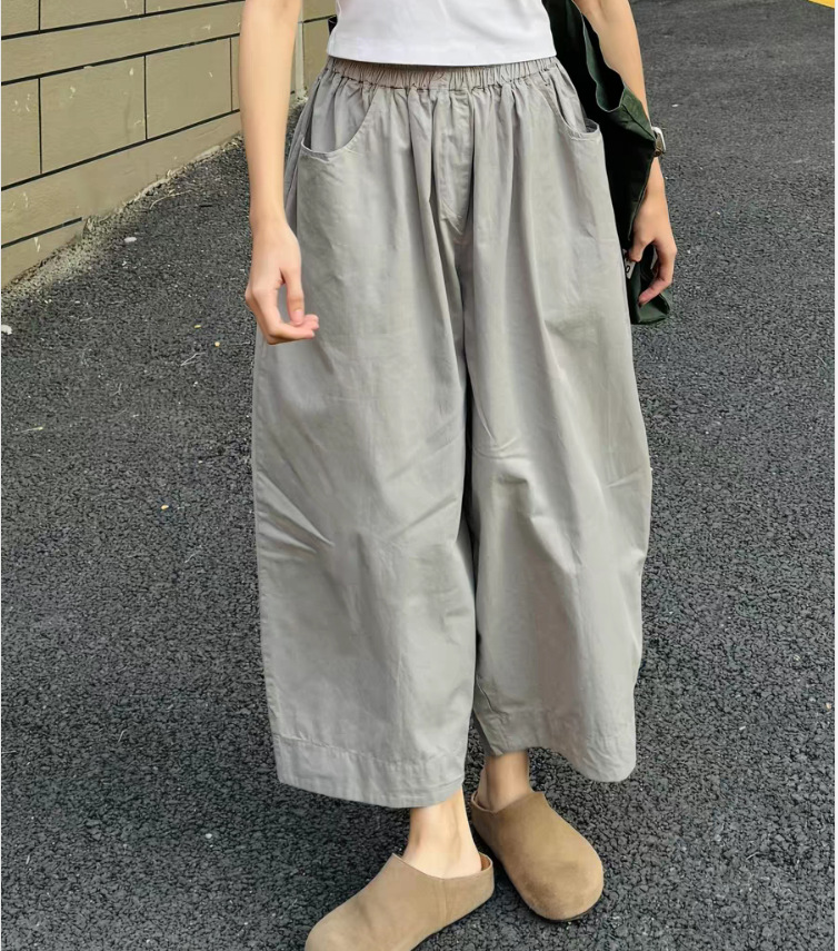Quần culottes nữ ống rộng vải khô nhanh phong cách Nhật thoải mái — Quần xám chi tiết 1