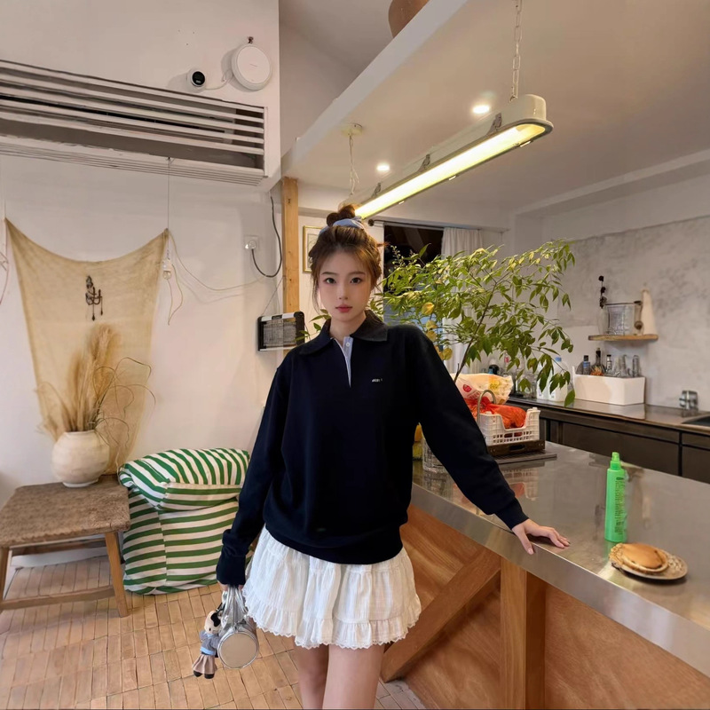 M Series High-End Letter Pattern Blue Checkered Lapel P0L0 Fake Shoulder Knit Sweater Unisex Top One-Piece Wholesale Cashmere M Series High-End Letter Pattern Blue Checkered Lapel P0L0 Fake Shoulder Knit Sweater Unisex Top One-Piece Wholesale Cashmere