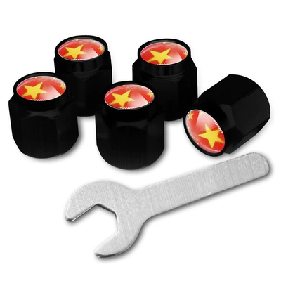 Tire Valve Cap m Standard New: valve - flag-styleblack-5-pack