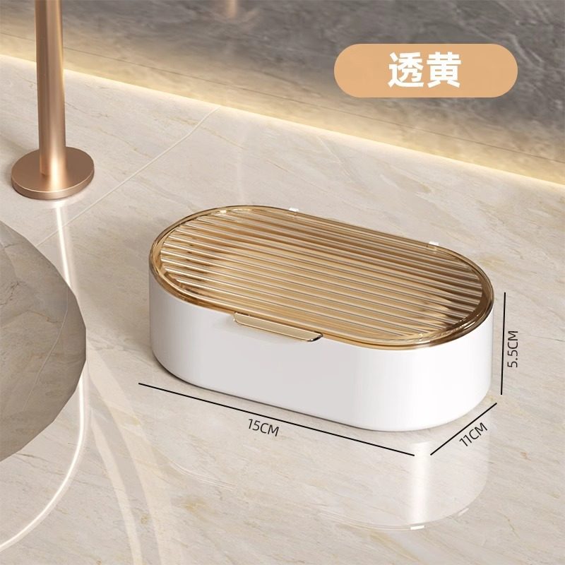 Caja de jabón de escritorio de lujo ligero con cubierta creativa caja de drenaje portátil de baño doméstico almacenar caja de jabón de baño