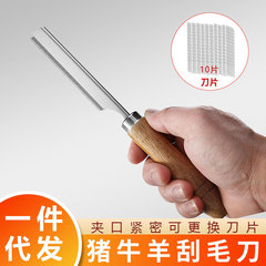 メーカー卸売ステンレス鋼豚毛スクレーパー無垢材ハンドル野菜市場豚足豚毛スクレーパーキッチンツール