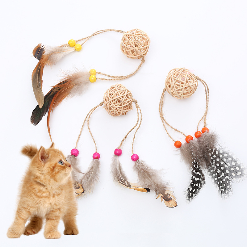 Cat Toys interest Roll Sepak takraw Feather Pets Supplies Catch the cat Toy Ball New Cat Products