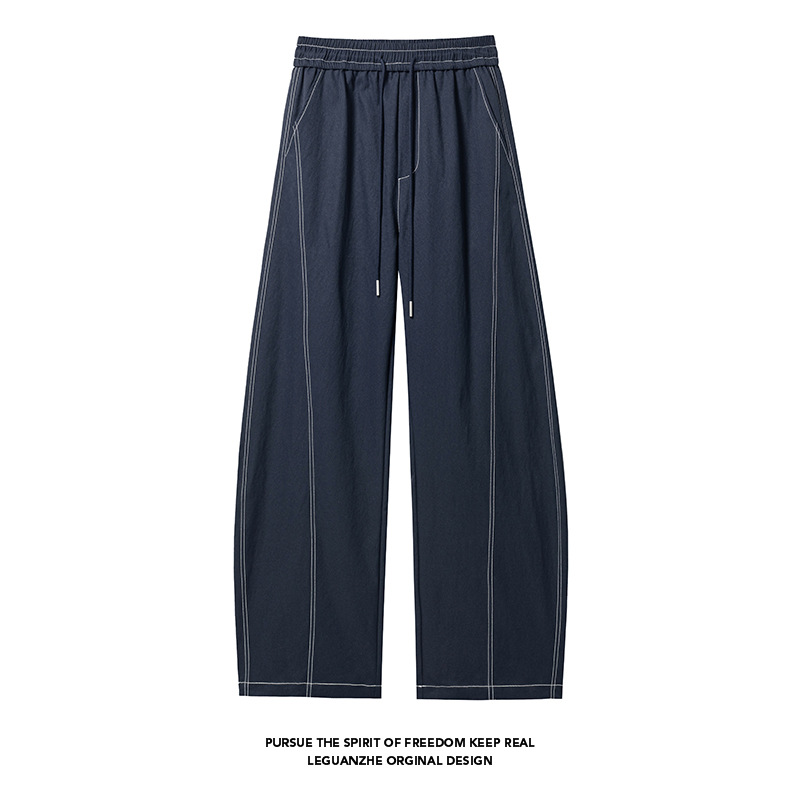 Pantaloni casual da uomo in stile retrò giapponese con cuciture a vista, marchio di tendenza autunnale, stile rilassato, vestibilità dritta oversize_voghion.com