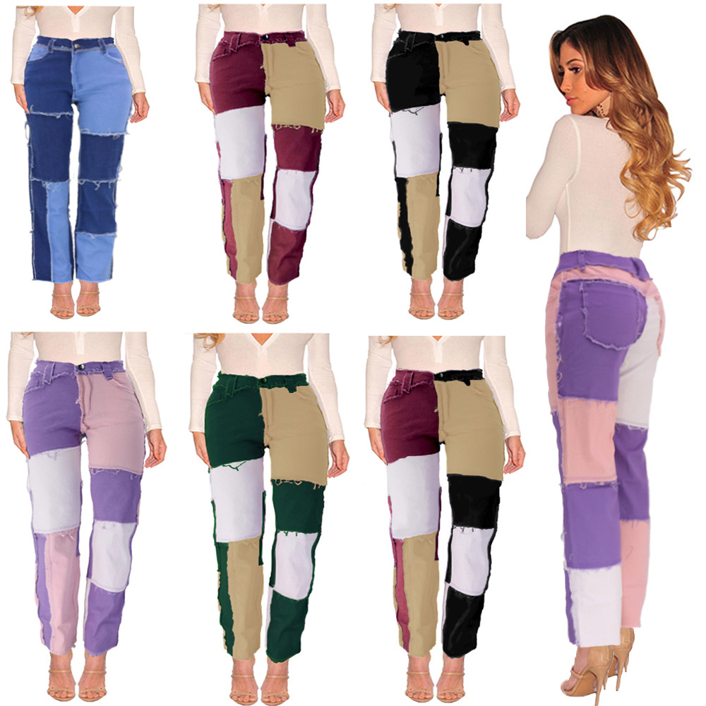 Damjeans med hög midja oregelbunden stil höst vinter_voghion.com