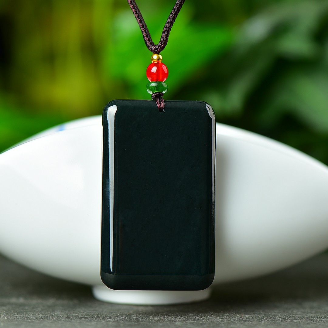 智贝主图_3天然和田玉青玉平安无事牌吊坠男女项链玉石面包牌