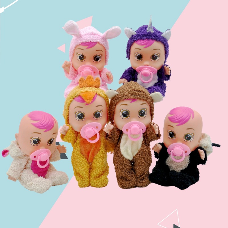 cry baby哭泣娃娃跨境玩具仿真婴儿会喝水流眼泪搪胶娃娃音乐公仔