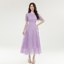 十三行品质优雅气质小香风蕾丝连衣裙感法式长裙女5711