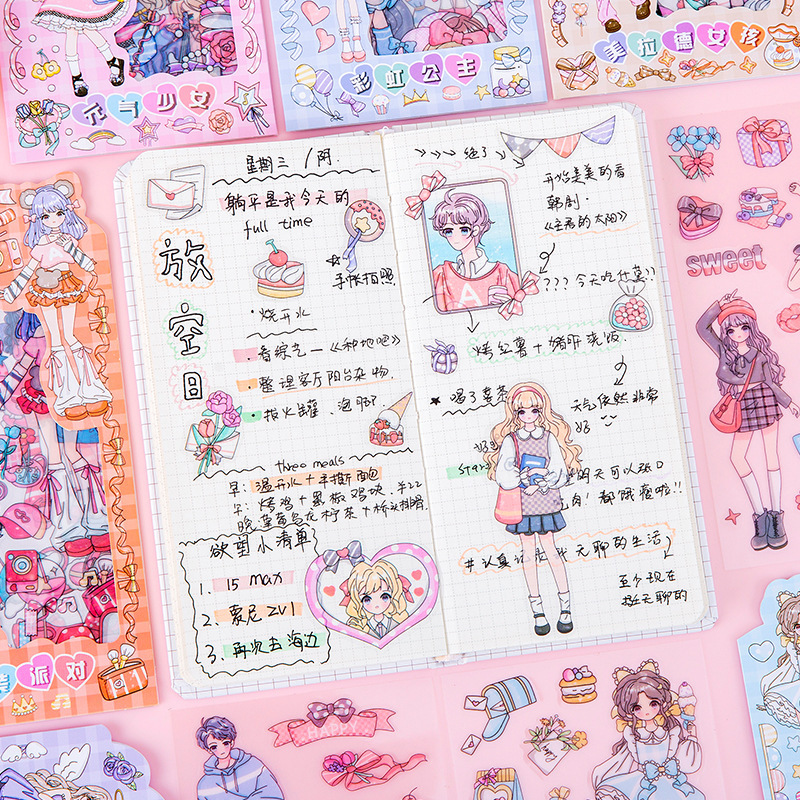 Pegatinas de chicas dopamina transparentes impermeables pet adorables pegatinas de chicas diy diario decoración pegatinas de tarjetas Goku