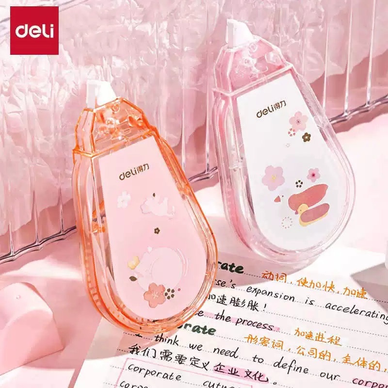 Корректирующая лента Deli 71547 — высококачественная бесшумная корректирующая лента с антипригарным покрытием 5 мм*20 м для студентов.