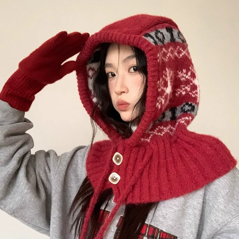 Ретро шапка из пряжи oversize, корейский стиль