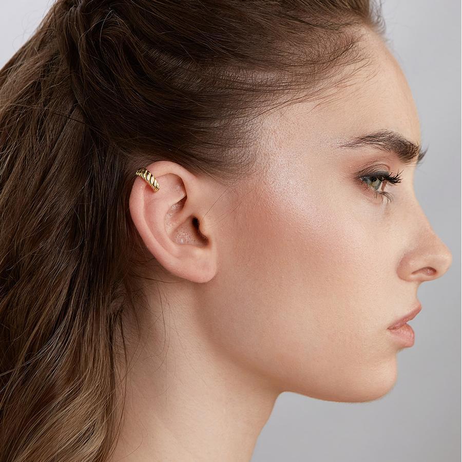 Pinza de hueso de la oreja de acero inoxidable con giro geométrico transfronterizo sin orejas, temperamento simple y versátil, sin decoloración, pendientes de clip de oreja de acero de titanio