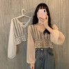 2020 new pattern Korean Edition Retro crochet Hollow Western style Sense of design jacket Mosaic Long sleeve Lace shirt L305
