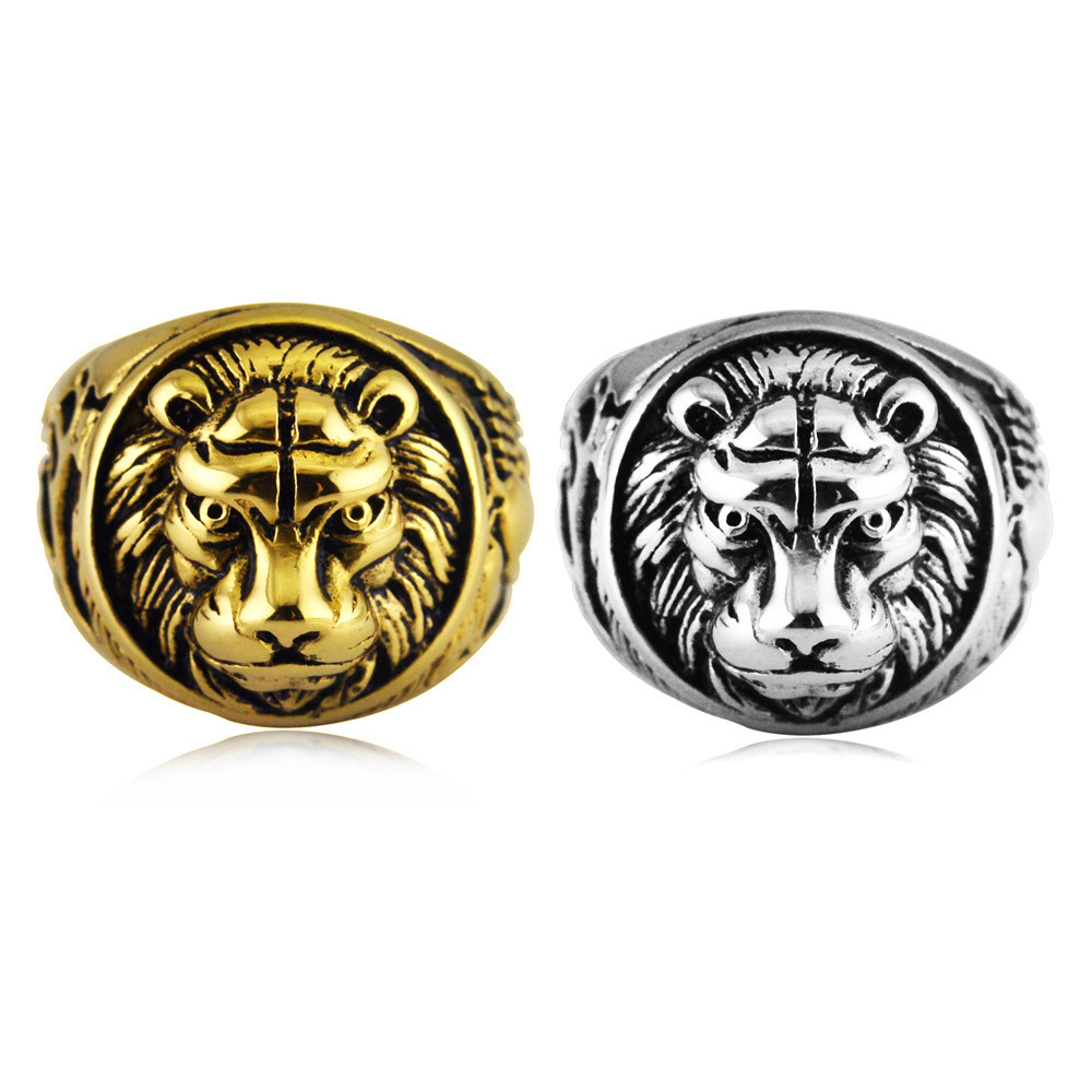 Classic European and American fashion lion head ring titanium steel casting ring Diamond Men's Valentine's Day gift STR621