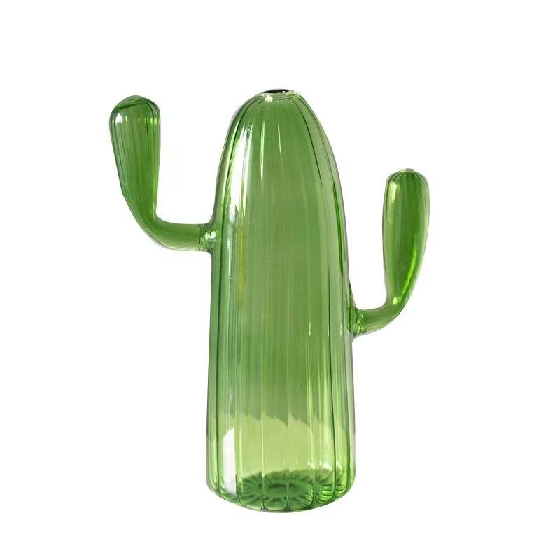 Vaso de vidrio de colores Cactus Vaso de vidrio para el hogar Flores hidropónicas Decoración simple Vaso de vidrio