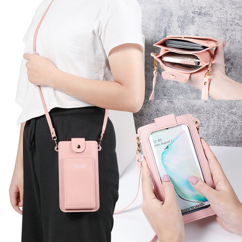 New Solid Color Fashion Simple Shoulder Small Bag Crossbody Mobile Phone Bag Women’s Driver’s License Card Holder Wallet