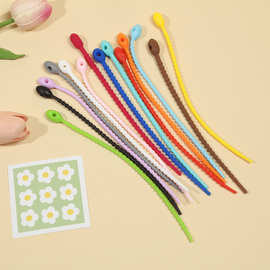 22cm彩色蝌蚪形状扎带彩色硅胶绑带防丢链diy钥匙扣箱包挂件材料