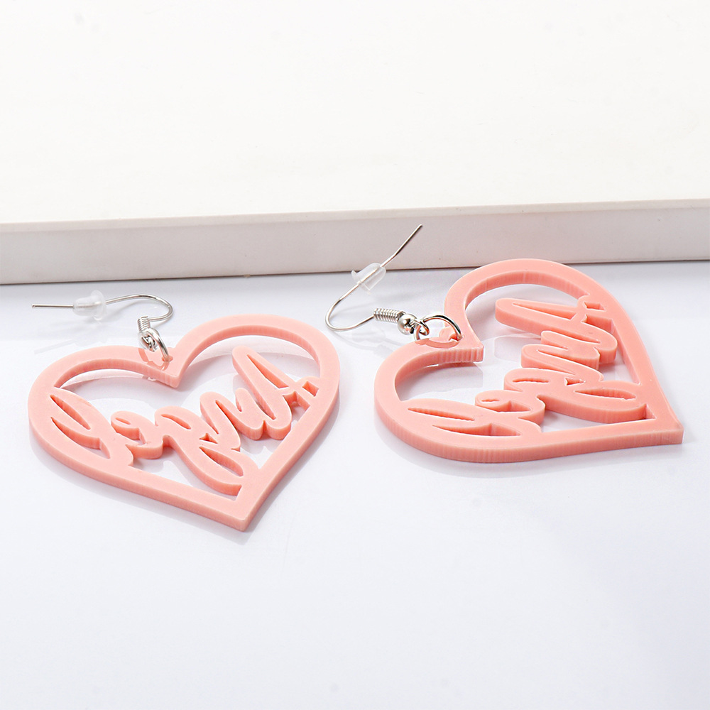 Korean Retro Geometric Love Letter Earrings display picture 6