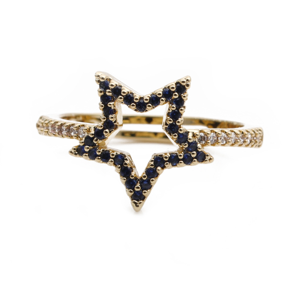 Simple Opening Copper Micro-inlaid Zircon Stars Ring display picture 8