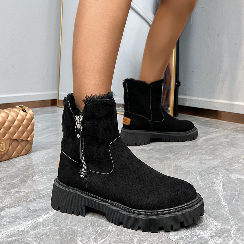 Platform Snow Boots For Women Round Toe Side Zipper Comfort_voghion.com
