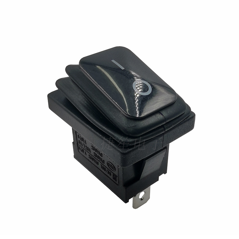 AC防水船型开关 空压机电源开关2脚两档 连体防水防油污翘板开关