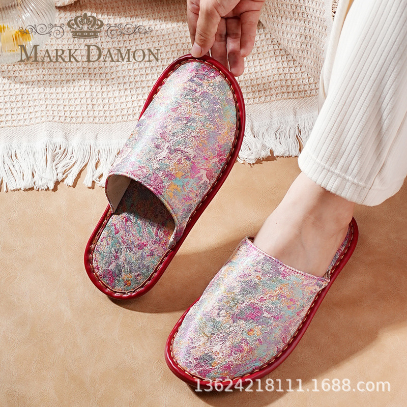 New Colorful Autumn and Winter Women's Baotou Thick-Soled Home Non-Slip Indoor Soft-Soled Chinese Style Home Indoor Slippers New Colorful Autumn and Winter Women's Baotou Thick-Soled Home Non-Slip Indoor Soft-Soled Chinese Style Home Indoor Slippers