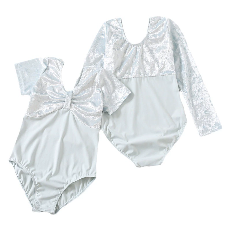 Детская танцевальная одежда, балетная новая бархатная тренировочная одежда, комбинированное тело с длинными рукавами для китайских танцев и гимнастики