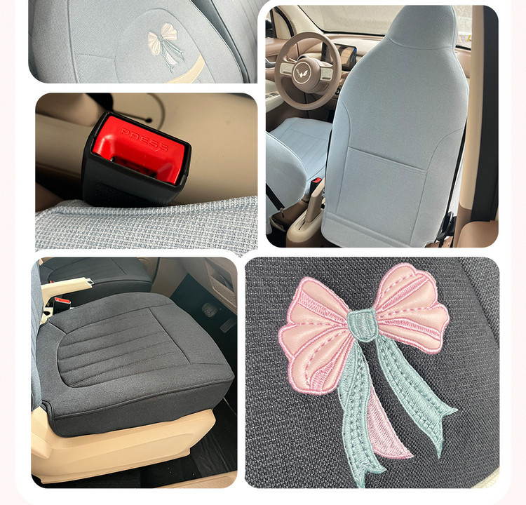 2025 Wuling Hongguang Mini Special Car Seat Cushion Fourth Generation Macaron Four-Door Cotton and Linen Breathable Cartoon Seat Cover