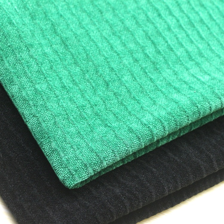 粗针提花布竖条起泡泡布华夫格粗针雪尼尔半边绒布宽腰裤服装面料