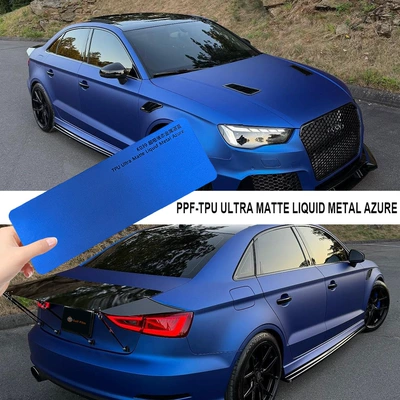 Axxpel Ultra-Matte Liquid Metal Blue Tpu Car Paint Color Change Color Film Protective Film Ppf Heat Repair (Auto Color Change Film) - tpu-super-matte-liquid-metal-blue-152m-15m