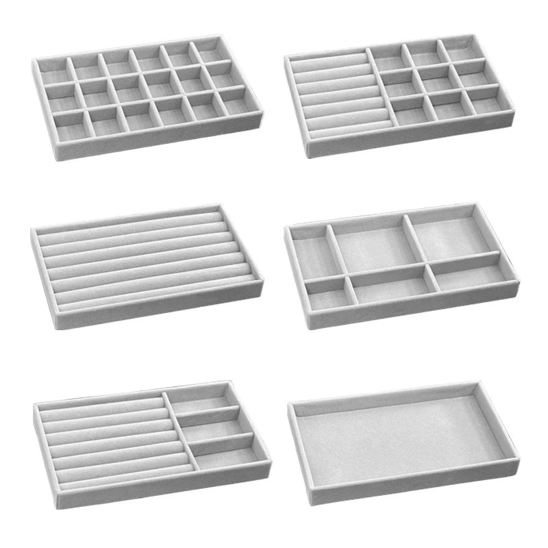 Поднос ювелирных украшений Поднос Серые бархатные серьги