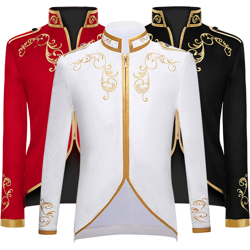 六一兒童男童歐洲風格宮廷話劇演出服鑲金花舞台白馬王子表演禮服