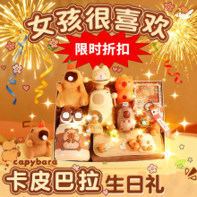 卡皮巴拉生日礼物笔袋文具套装毛绒玩具冬季保温杯小挂件伴手礼