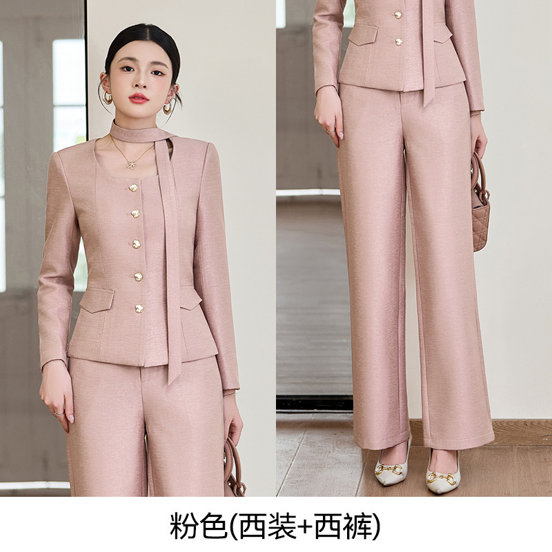 今年流行漂亮套装裙女秋季2025新款圆领小香风外套阔腿裤子两件套|undefined