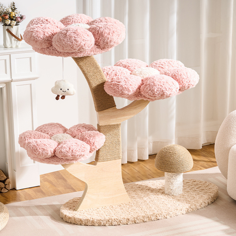 Cat Climbing Frame, Small Space-Saving Cat Nest, Integrated Wear-Resistant Mushroom Cat Scratching Post, Scratch-Resistant Winter Warm Cat Scratching Frame